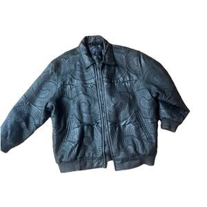Vintage Max USA leather jacket embroidered Hip Hop Y2k 90s Genuine Size 4X Great